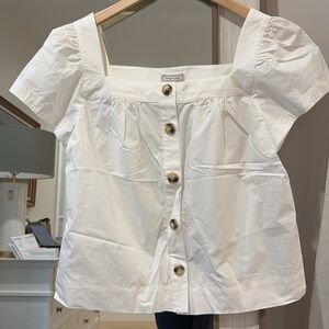 Point Sur button  front square neck top in cotton poplin nwt